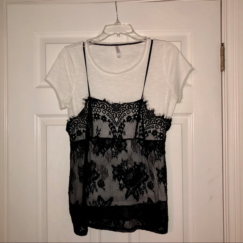 Lace overlay blouse